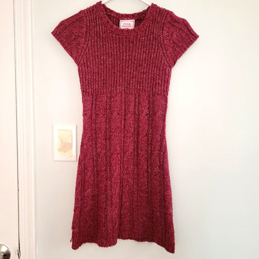 Burgundy Cable Knit Sweater Dress Junior/Petite